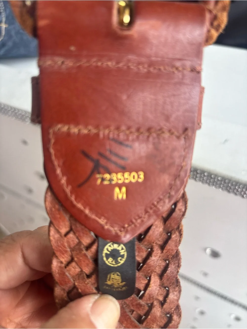 Vintage Y2K Trafalgar Braided Leather Belt in Warm Brown with Round Buckle